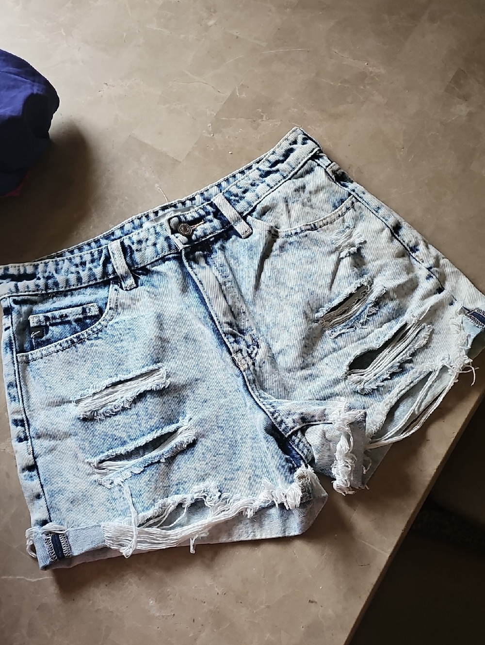Kancan Light Blue Denim Jean Shorts - Casual Women's Cut